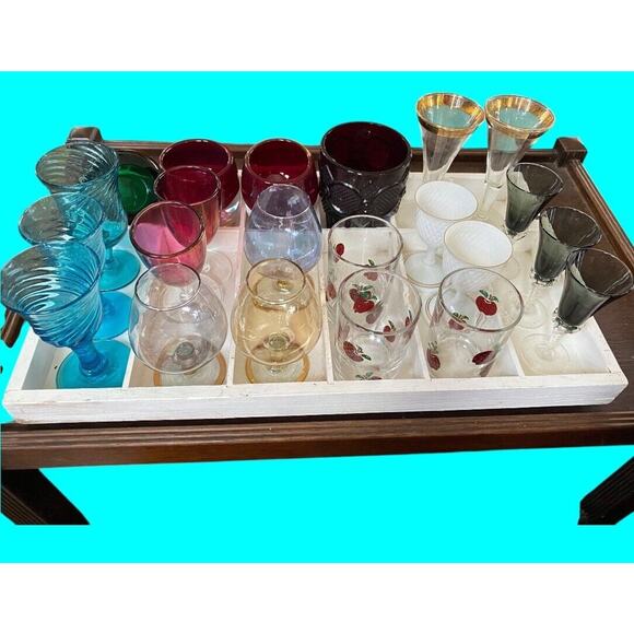 Junk Drawer Lot
18 Mixed Crystal Liqueur Cordial Glasses With 4 Candle Holders - Picture 2 of 9